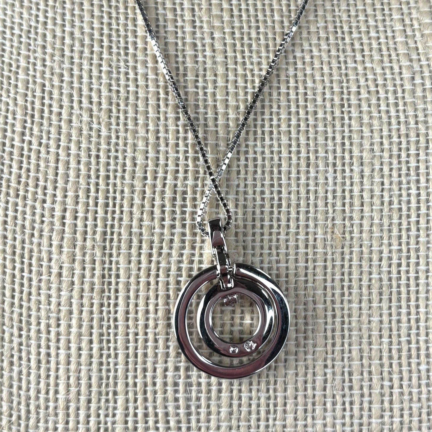 Swarovski Crystal Infinity Circle, Rhodium Plated Necklace 18”