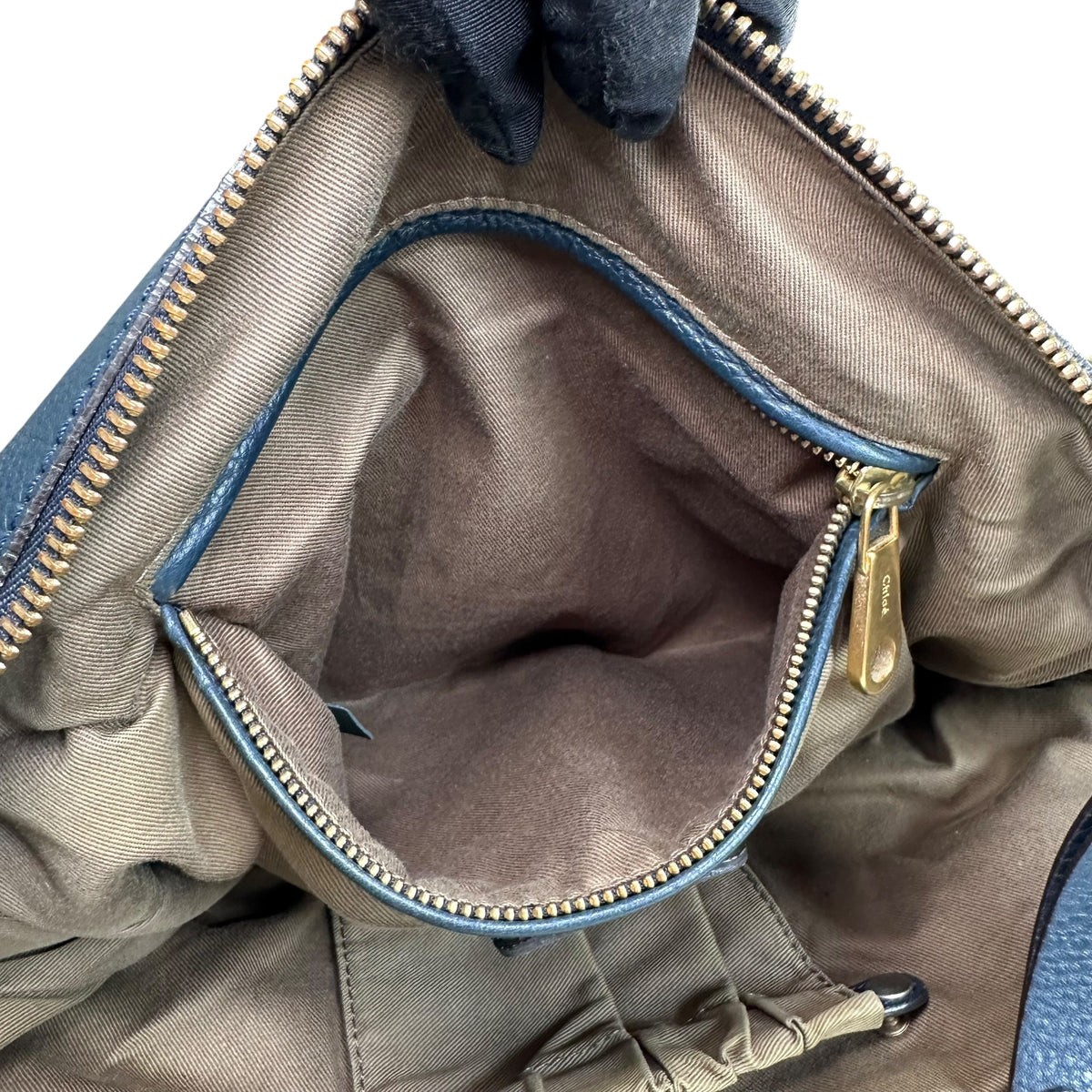 Chloe Marcie XL Navy Blue GHW eather Satchel