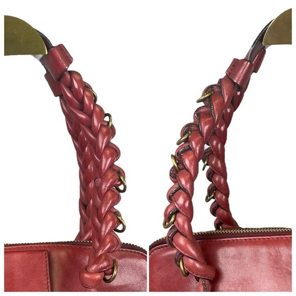 Chloe XL Blush Goldtone Leather Zippy Pretzel Handle Tote