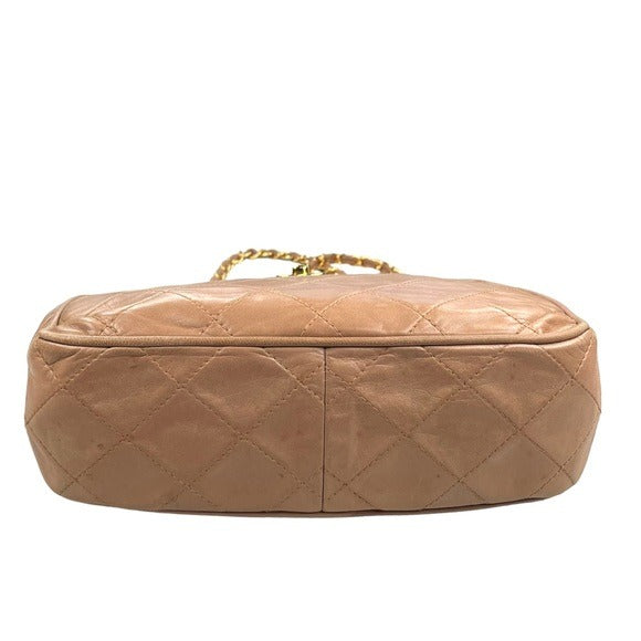 Chanel Quilted CC Dual Handle 24K Plated Sandstone Lambskin Shoulder Pur…