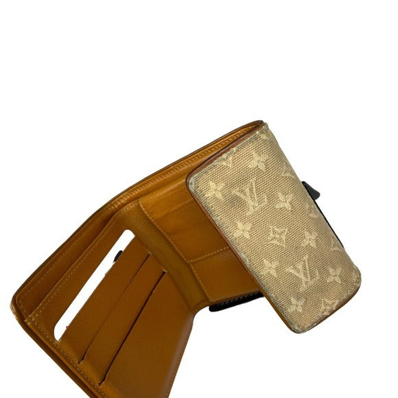 Louis Vuitton Min Lin Canvas Butterscotch Tri-Fold Card Cash Coin Snap Wallet