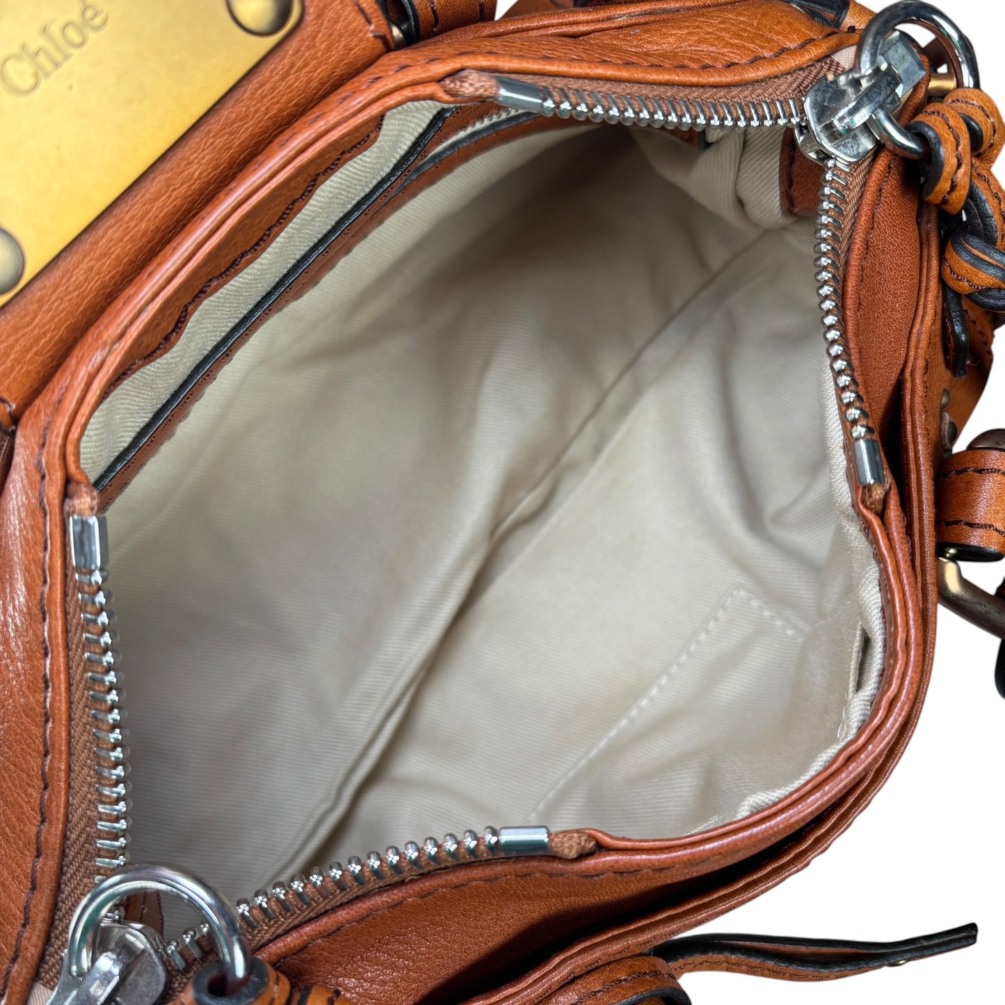 Chloe Mini Brown Leather GHW Paddington Lock Shoulder Purse