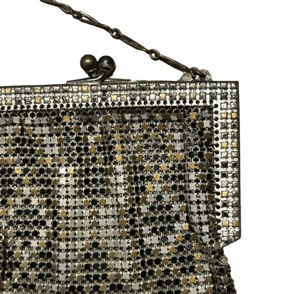 Whiting & Davis Mini Metal Mesh Silver Plated Kiss-Lock