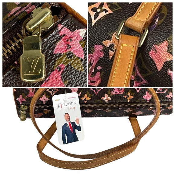 Louis Vuitton Monogram Watercolor Papillon Canvas Leather Cylinder Shoulder Bag