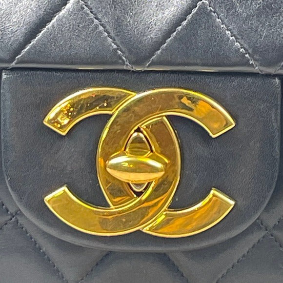 Chanel CC Jumbo Maxi 34 Lambskin 24K Plate Gold Turn-lock Two-Way Flap Purse 13”