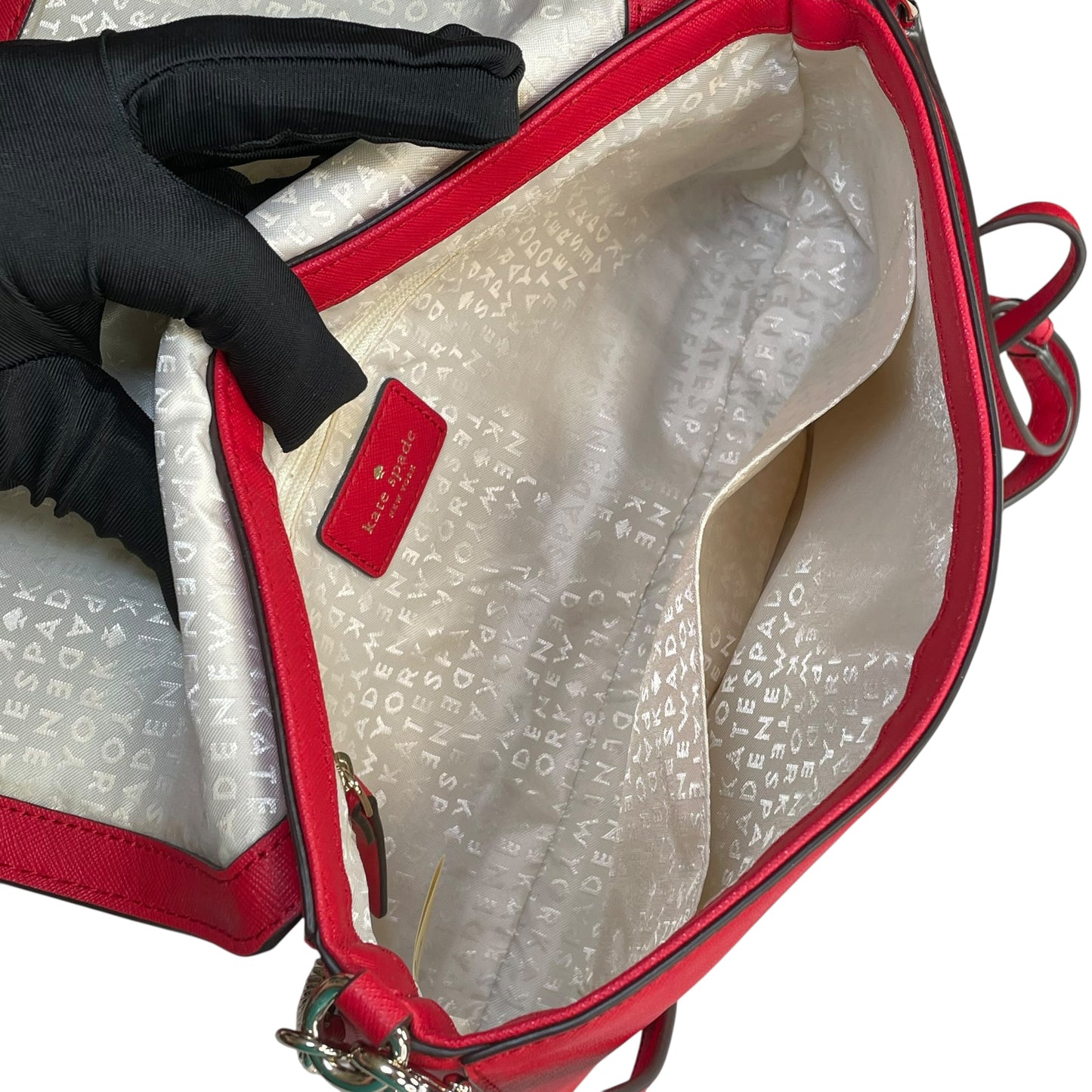 Kate Spade Laurel Red / Black Saffiano Leather Chain GHW 2-Way Flap Purse