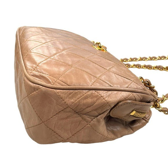 Chanel Quilted CC Dual Handle 24K Plated Sandstone Lambskin Shoulder Pur…