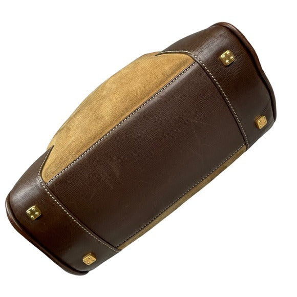 Loewe Leather Suede Brown Tan Zip Crossbody Everyday Casual Travel Bag Purse