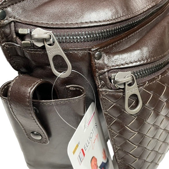 Bottega Veneta Bum Sling Pack Fanny Belt Leather Woven Multi Pocket Holder Bag