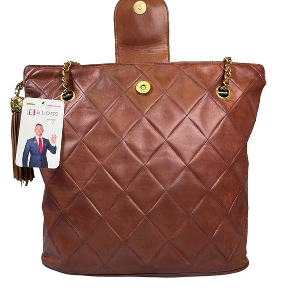 Chanel CC Quilted Timeless Mahogany Lambskin Matelasse Snap Zip Shoulder Purse