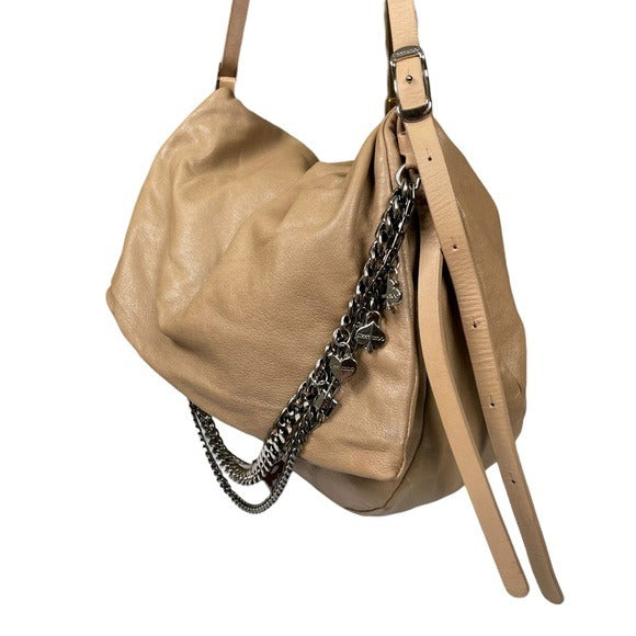 Jimmy Choo XL Multi Motorcycle Heart Charm Shoulder Crossbody Folding Hobo Purse