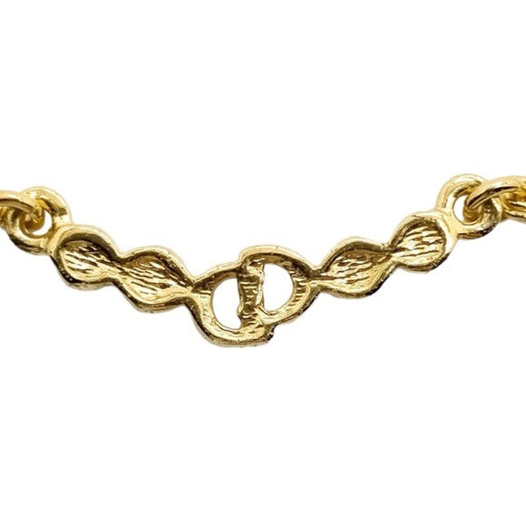 Christian Dior 18K Gold Plated Multi Stone Monogram Necklace Chain 16”
