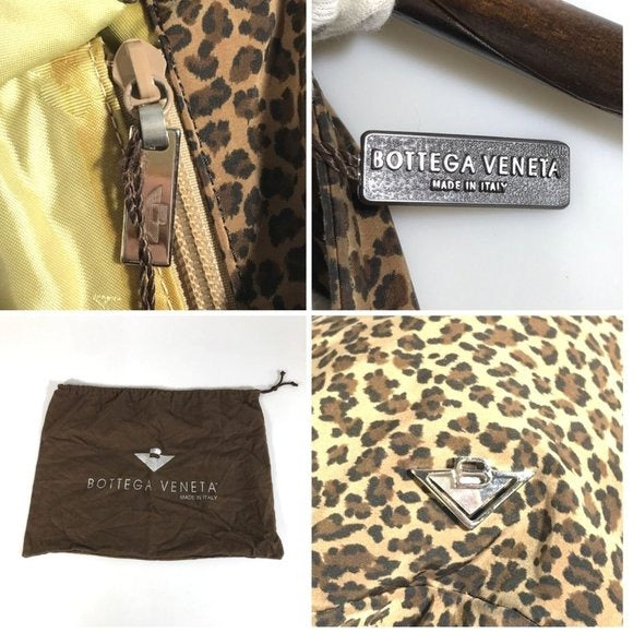 Bottega Veneta Cheetah Print Hobo Nylon Unstructured Shoulder Looping Bucket Bag