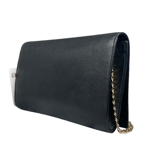 Yves Saint Laurent YSL Black Leather Pebbled Clutch Flap Snap Crossbody Bag
