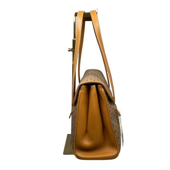Gucci GG Micro Satchel Canvas Leather Tan Three File Shoulder Tote Purse Bag