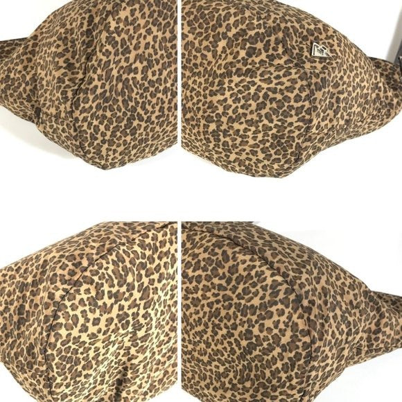 Bottega Veneta Cheetah Print Hobo Nylon Unstructured Shoulder Looping Bucket Bag