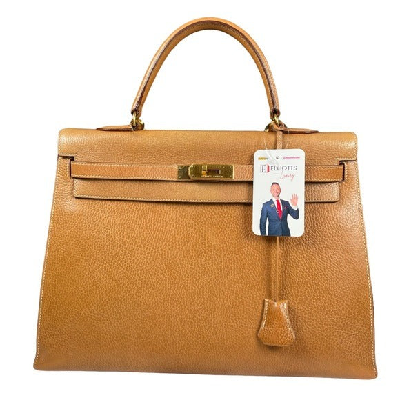 Hermes Kelly Sellier 35 Handbag Noir Ardennes Gold + Hermes Strap + Dust…
