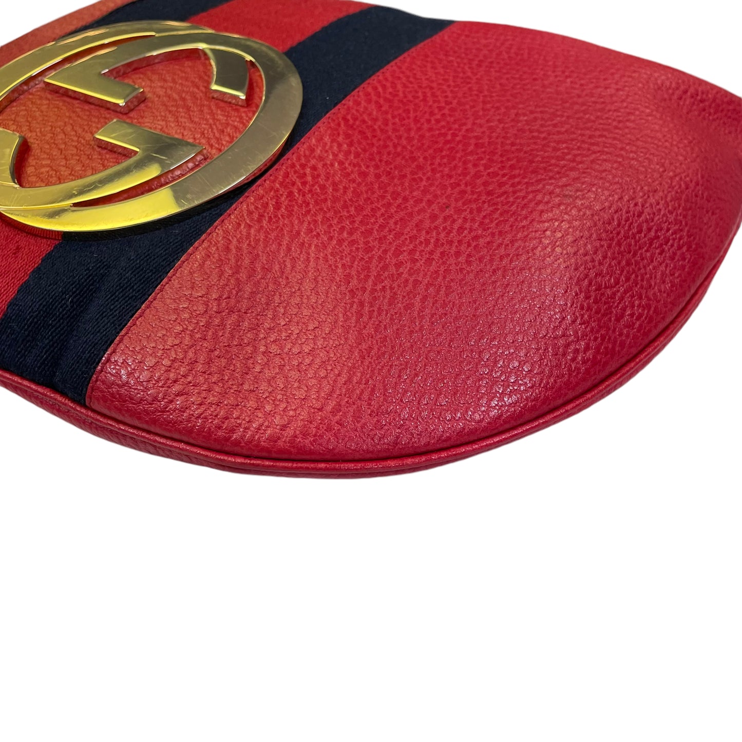 Gucci GG Red Zip Large Blondie Sherryline Racing Stripe Hobo Shoulder Purse