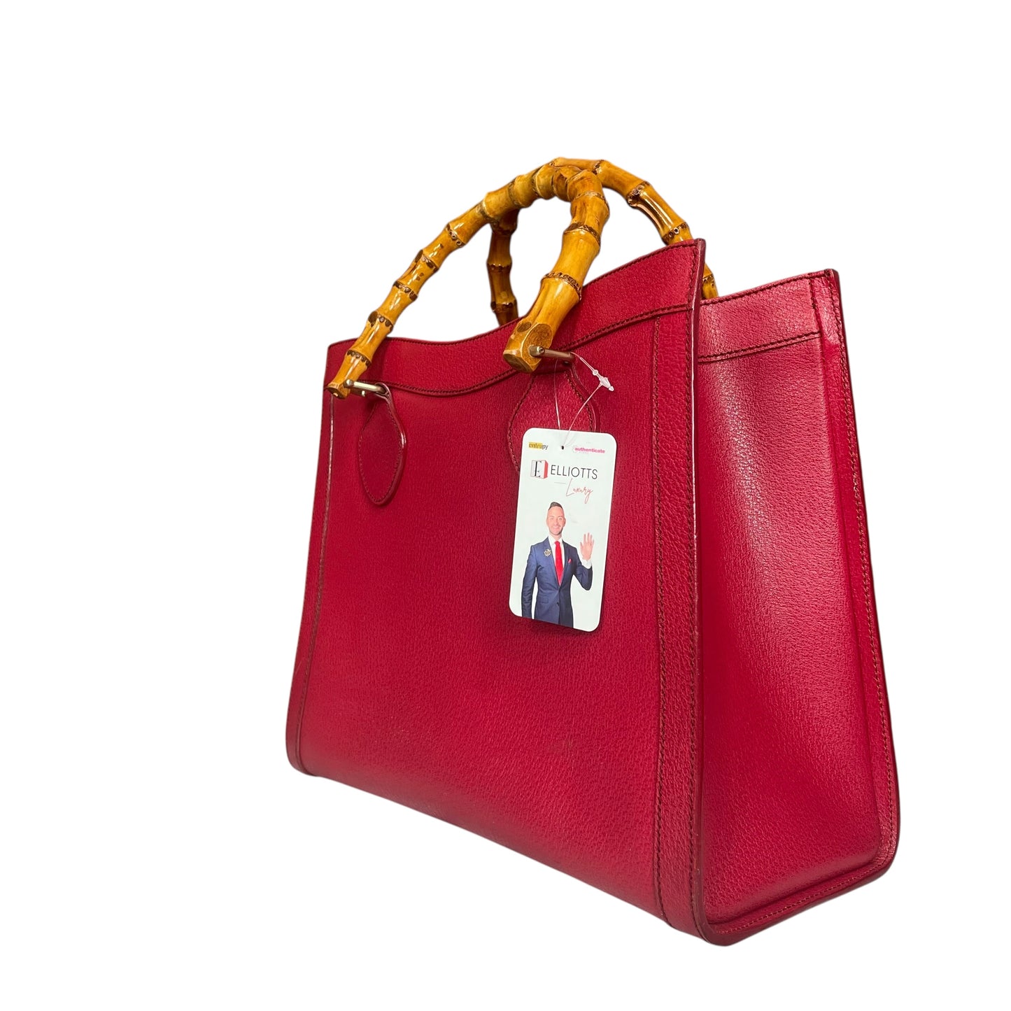 Gucci Diana Classic Bamboo GHW Raspberry Medium Leather Tote