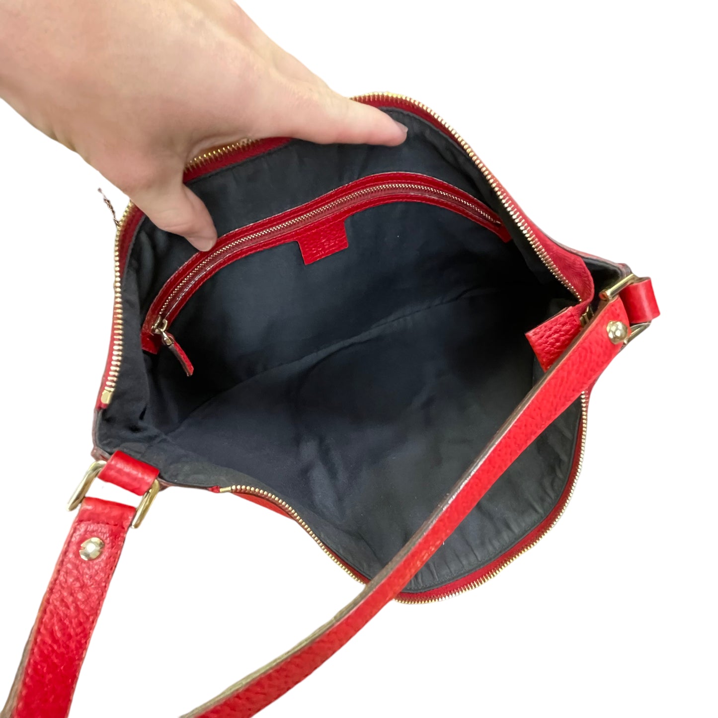 Gucci GG Red Zip Large Blondie Sherryline Racing Stripe Hobo Shoulder Purse