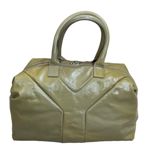 Yves Saint Laurent YSL Muse Patent Leather Avocado Hombre Boston Travel Tote