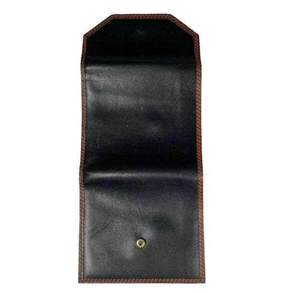 Valentino Garavani Black Brown Compact Snappy Tri-Fold Wallet
