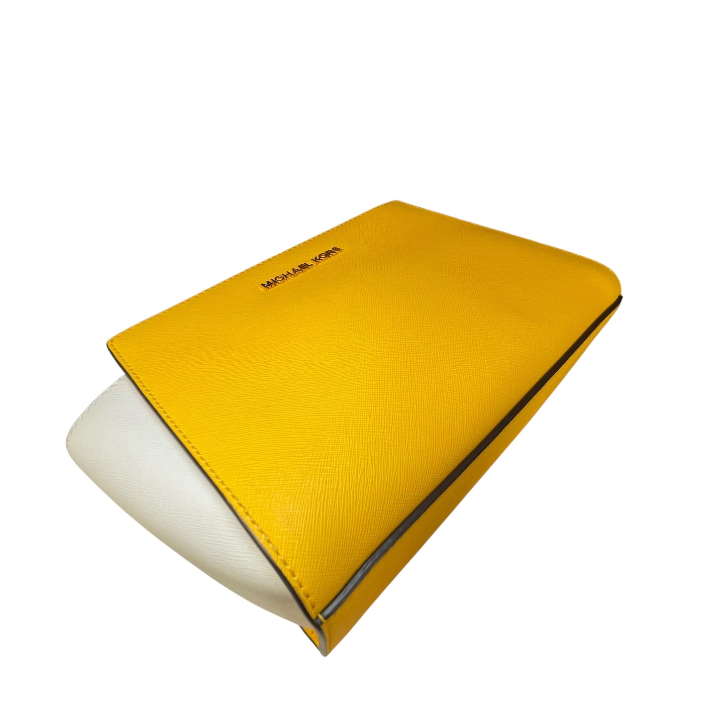 Michael Kors Selma Small Saffiano Leather Yellow White Satchel Crossbody