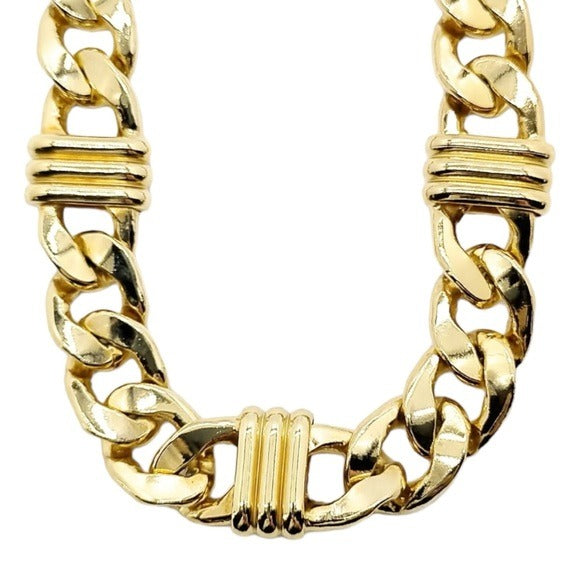 Christian Dior Estate Cuban Large 18K Plated Statement Neck Chain Necklace 18”