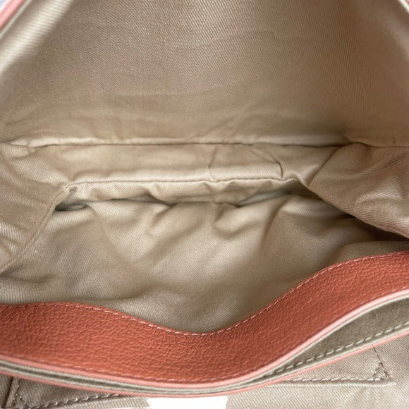 See By Chloe Peachy Pink Gold Satchel Flap Crossbody Convertible Strap Clutch