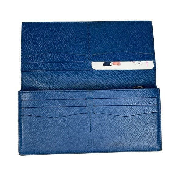 Dunhill Two Tone Blue Saffiano Leather Black Bi-Fold Ling Wallet