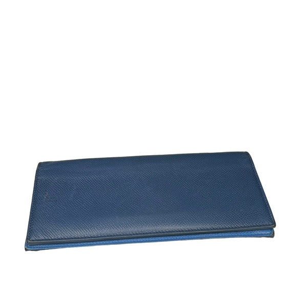 Dunhill Two Tone Blue Saffiano Leather Black Bi-Fold Ling Wallet