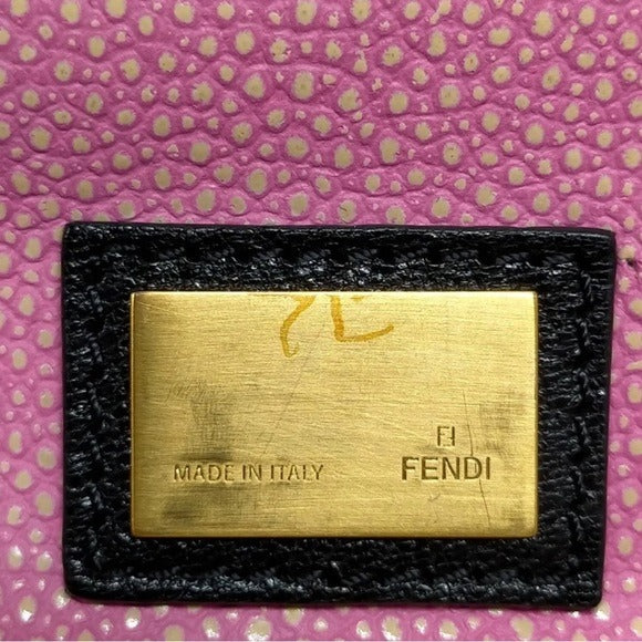 Fendi Black Leather Large Peek-A-Boo Exotic Turn-Key Top Handle Purse To…