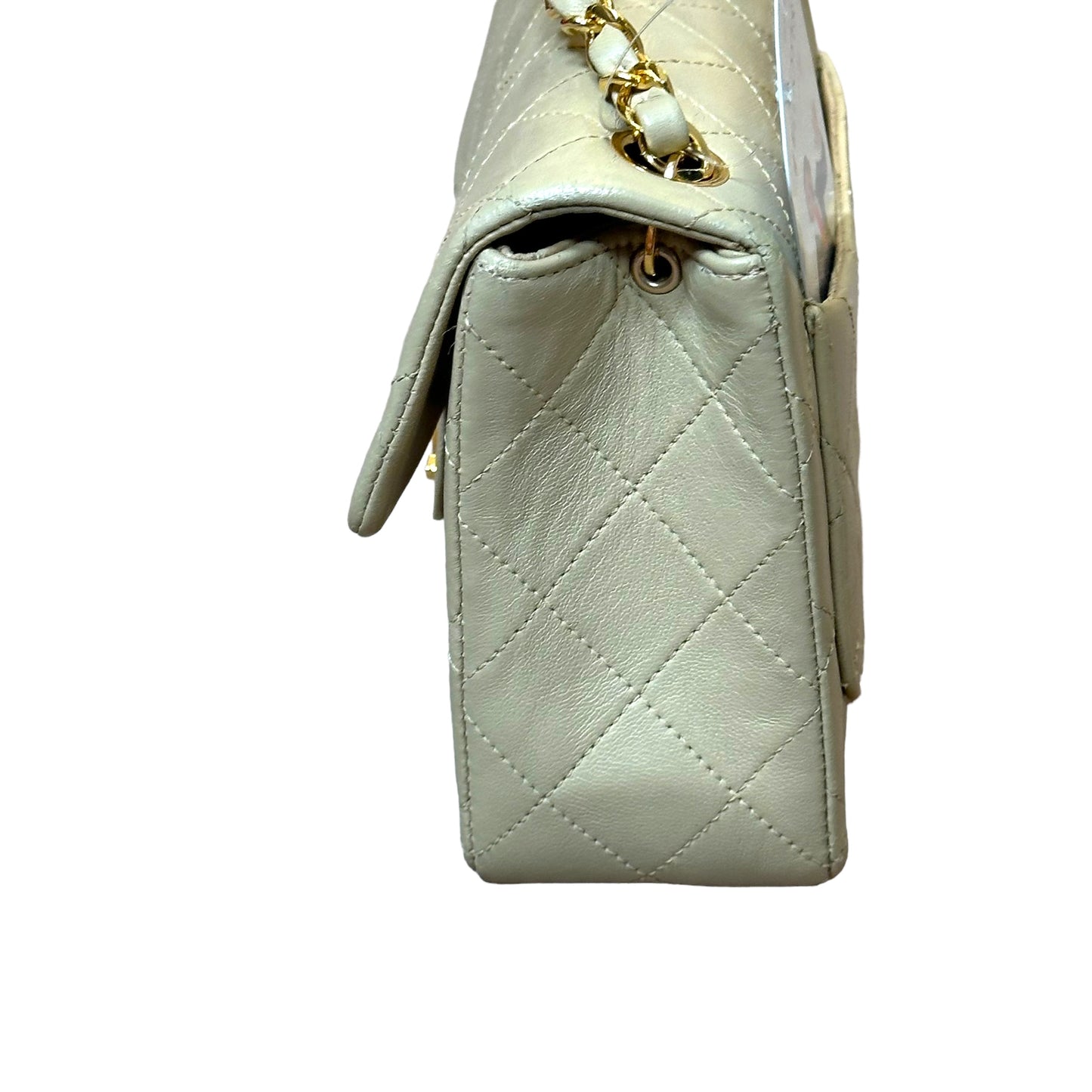Chanel CC 24K Mini Square Flip Beige Lambskin Gold Plated Hardware