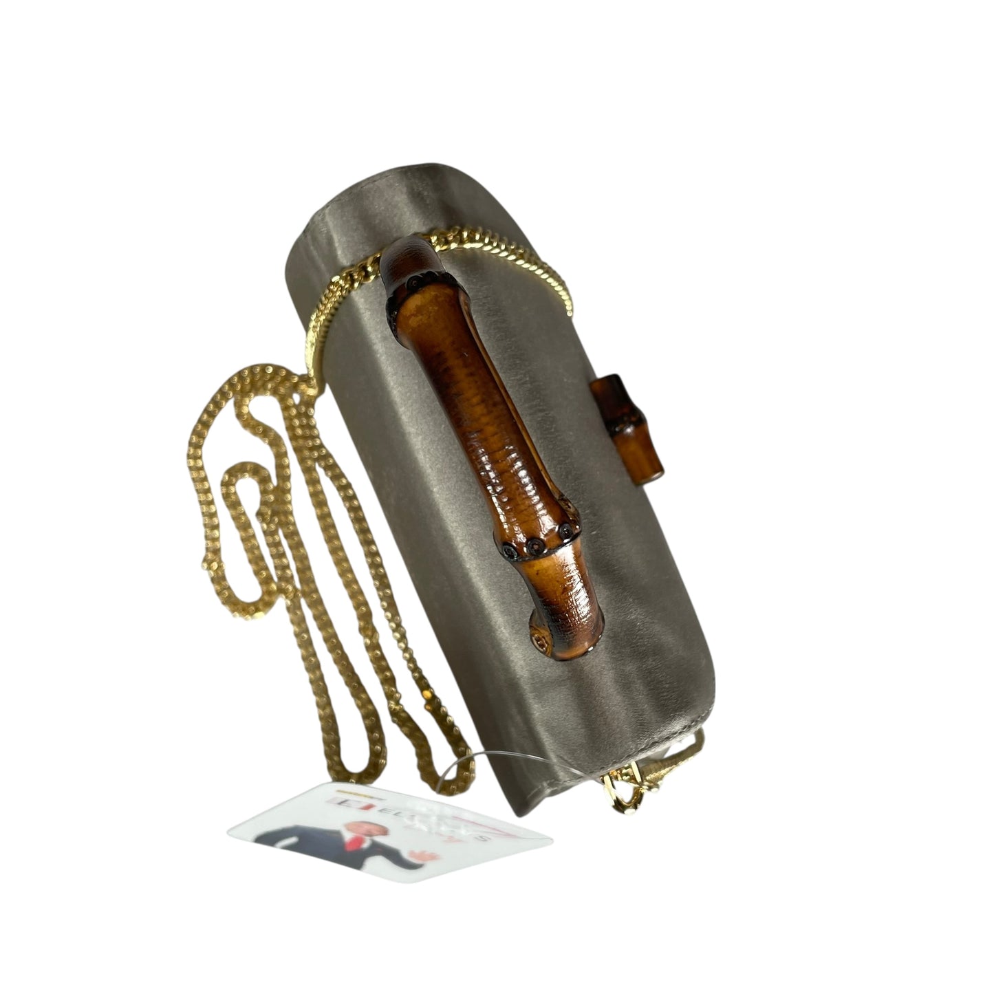 Gucci GG Mini 1947 StyleChampagne Satin GHW Bamboo 1990s Top Handle Crossbody