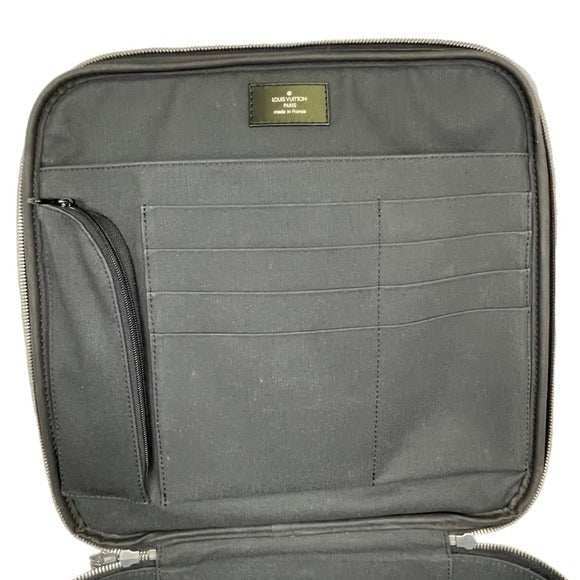 Louis Vuitton Tura II Taiga Leather Gray Guitar Strap Two File Travel Bag