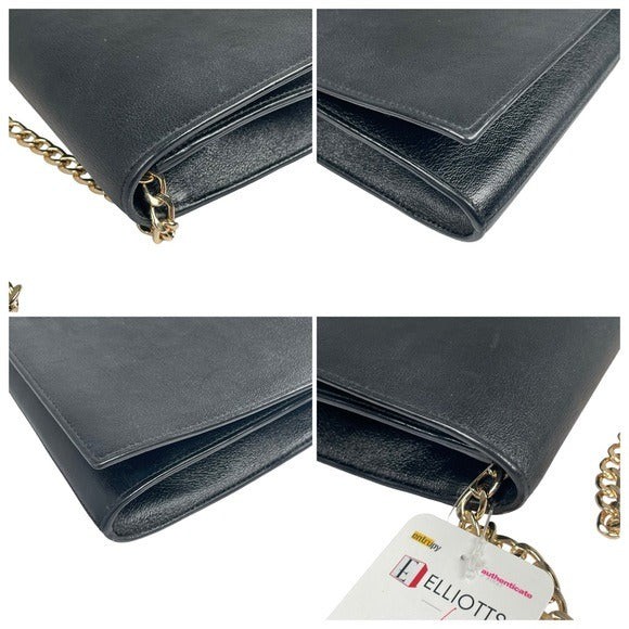 Yves Saint Laurent YSL Black Leather Pebbled Clutch Flap Snap Crossbody Bag