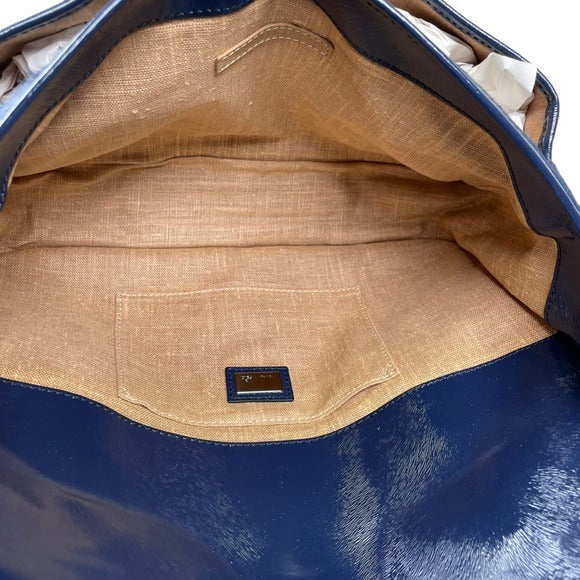 Fendi Selleria Calf Hair Navy Blue Messenger Gunmetal Flap Two Way Crossbody Bag