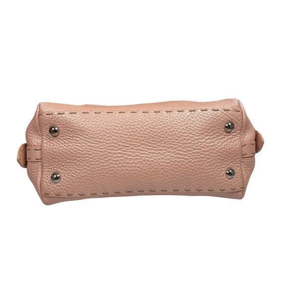 Fendi Pearlescent Pink Leather Mini Selleria Sterling Silver Hardware Zip Purse