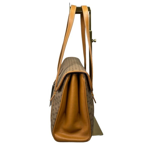 Gucci GG Micro Satchel Canvas Leather Tan Three File Shoulder Tote Purse Bag