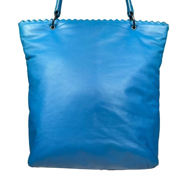 Bottega Veneta Cobalt Blue Woven Flappy Tote Bag Travel Business Purse Stachel