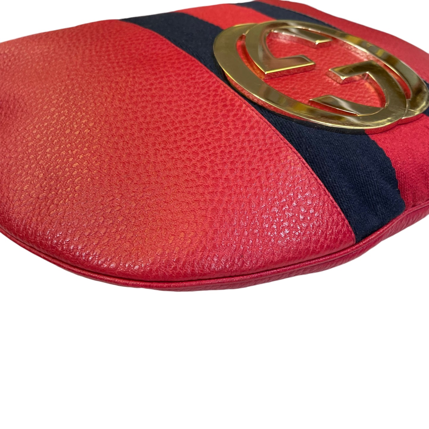 Gucci GG Red Zip Large Blondie Sherryline Racing Stripe Hobo Shoulder Purse
