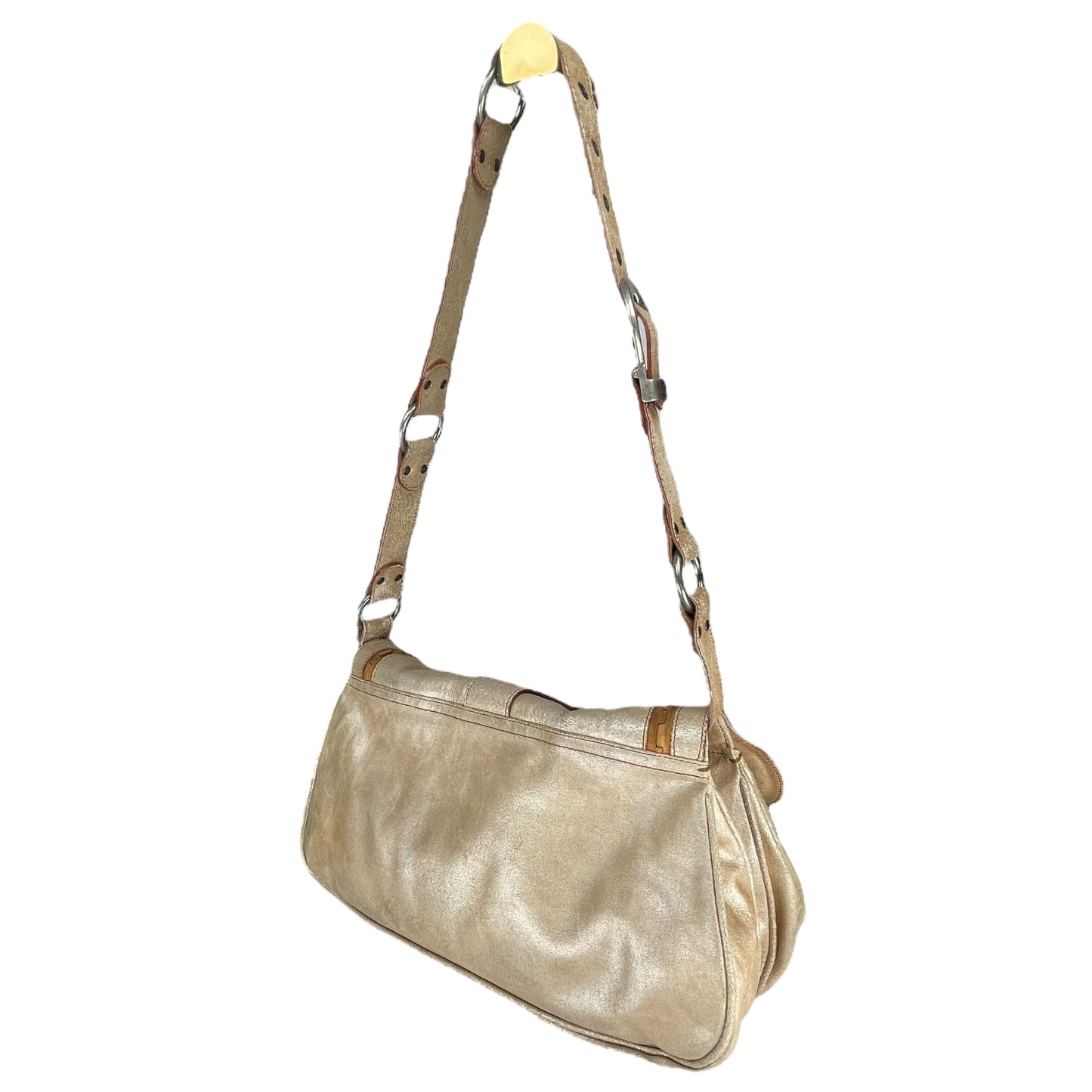 Christian Dior Double Saddle Gaucho Jumbo Gold Metallic Gun Metal Hardware Purse