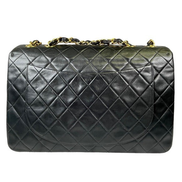 Chanel CC Jumbo Maxi 34 Lambskin 24K Plate Gold Turn-lock Two-Way Flap Purse 13”