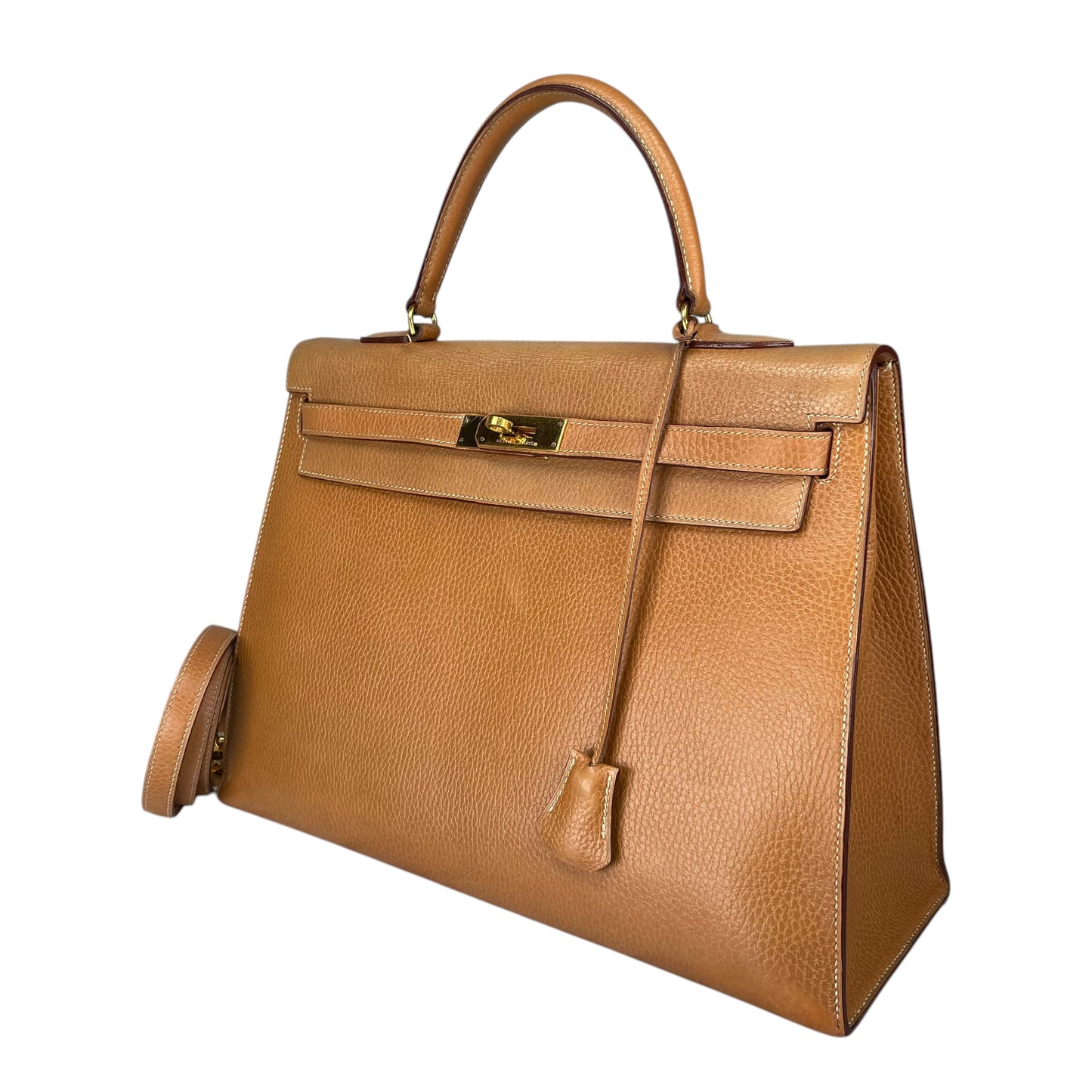 Hermes Kelly Sellier 35 GHW Noir Ardennes Gold Wheat Top Handle