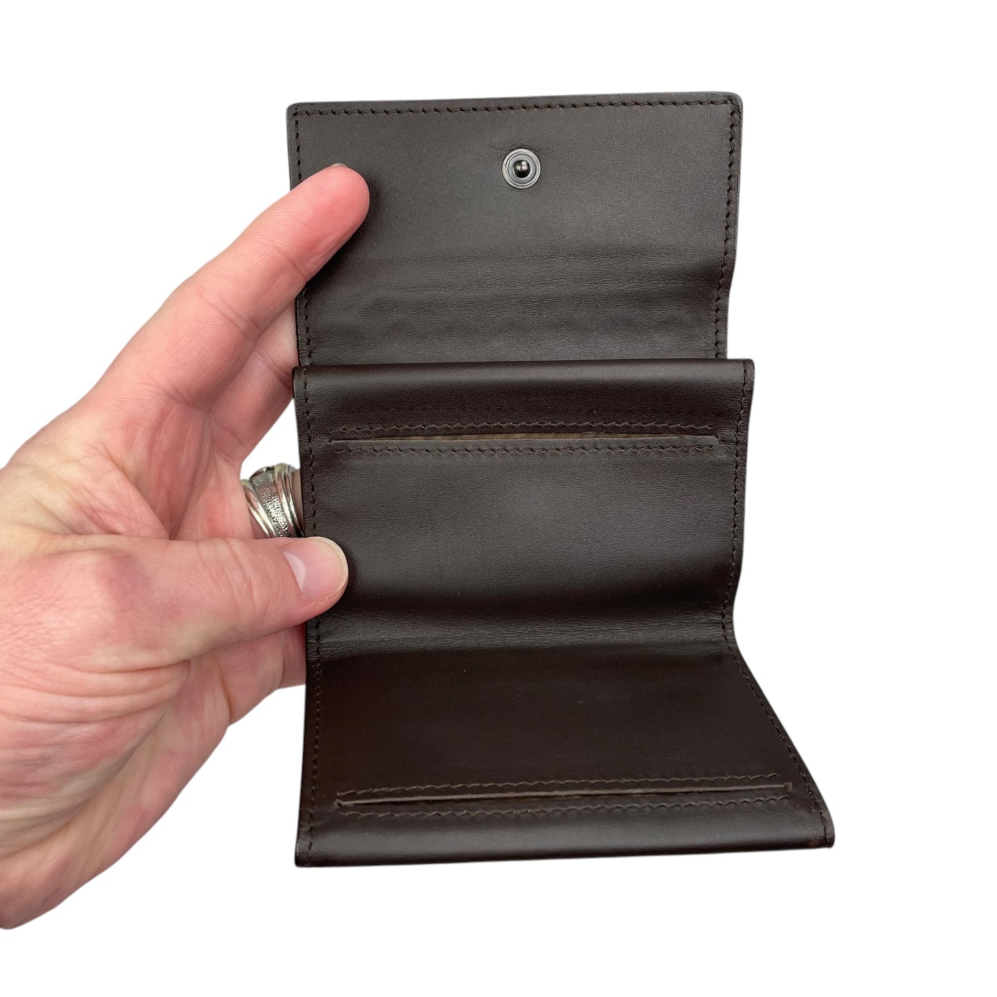 Bottega Veneta Intrecciato Brown Leather Card Holder Foldable Compact Wallet