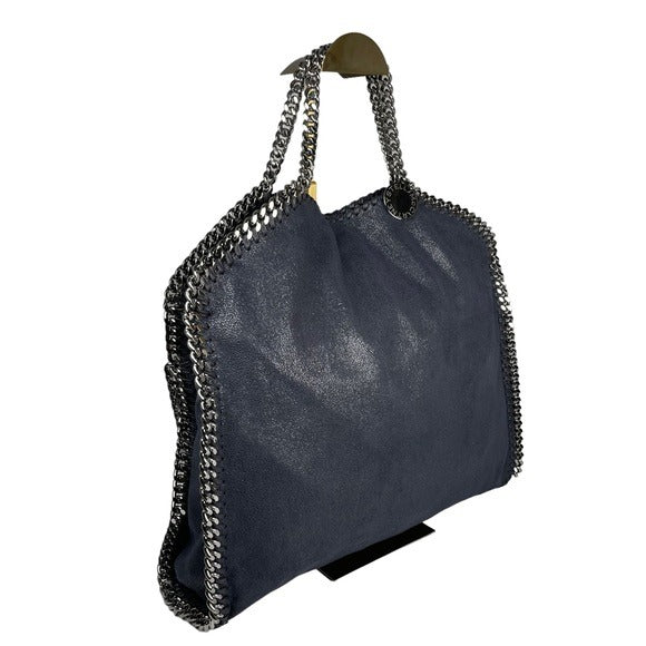 Stella McCartney Vegan Midnight Blue Metallic Chain Large Shoulder Purse Hobo