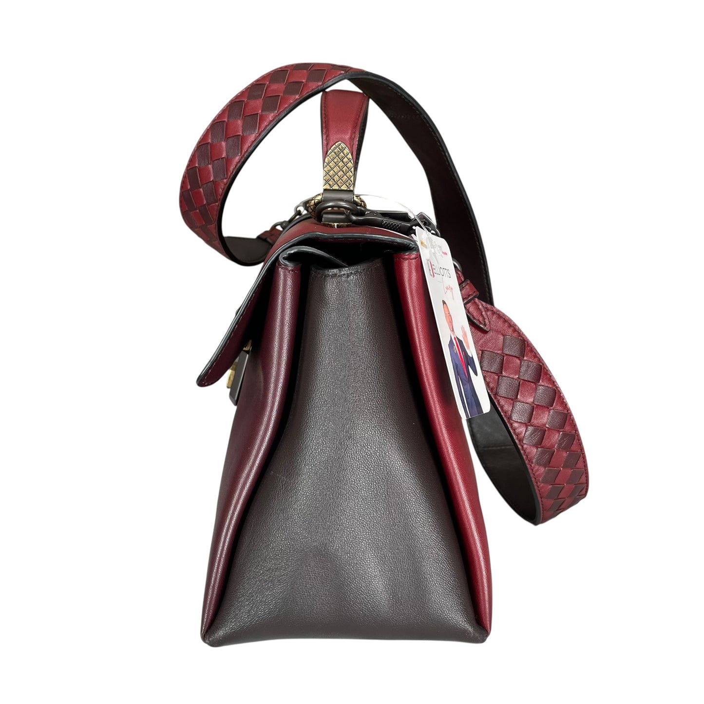 Bottega Veneta Piazza Tri-Color Leather Medium Top Handle Woven Strap Crossbody Purse