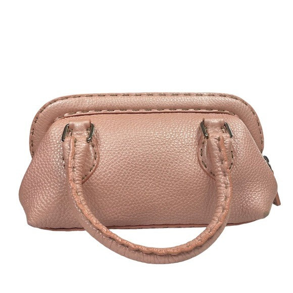 Fendi Pearlescent Pink Leather Mini Selleria Sterling Silver Hardware Zip Purse