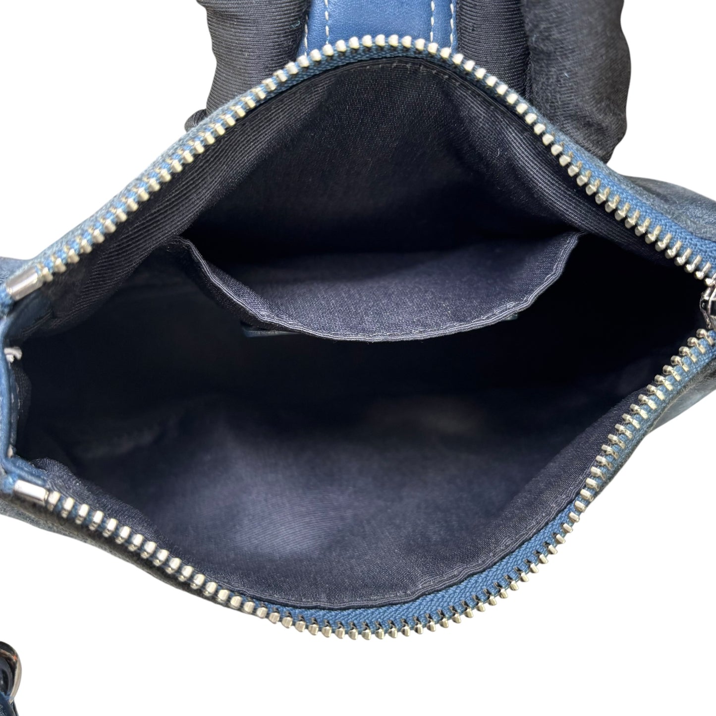 Coach Y2K Mini Soho Navy Blue Suede Buckle Shoulder Purse
