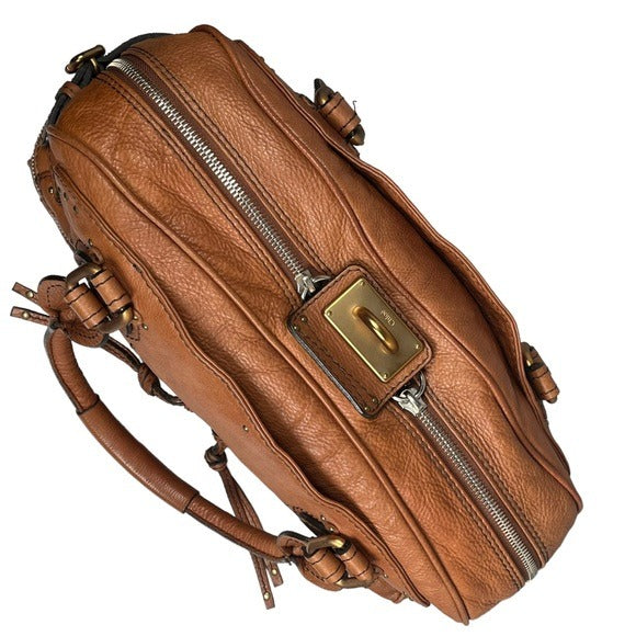 Chloe Chestnut XL Paddington Boston Duffel Under Carriage Leather